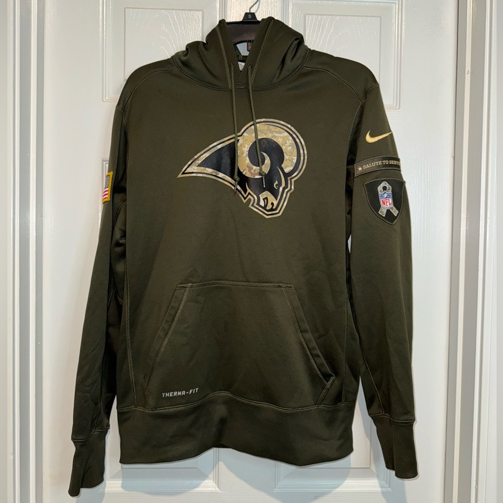 NFL Olive Green Salute To Service LA Rams Hoodie. Size M